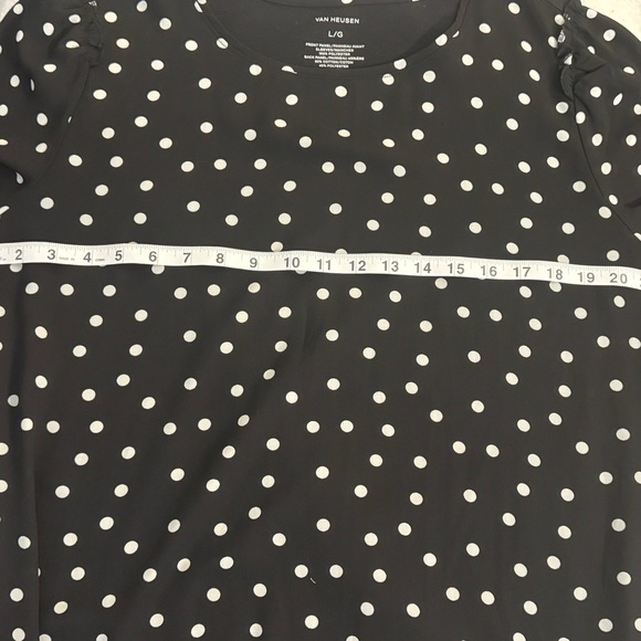 Van Heusen Women’s Large Black and White Polka Dot 3/4 sleeve Dress Top - Picture 4 of 5